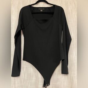 American Eagle Black Ribbed Scoop Neck Bodysuit